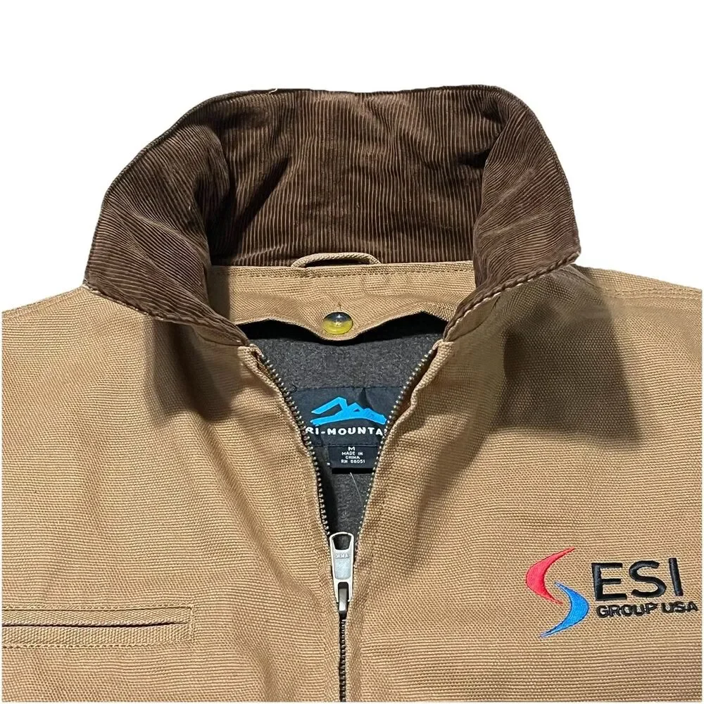 Tri Mountain Tan Canvas Detroit Corduroy Collar Removable Wool Liner Jacket- M